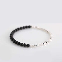 Load image into Gallery viewer, Sterling Silver & Obsidian Contrast Beaded Energy Bracelet