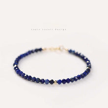 Load image into Gallery viewer, Faceted Natural Lapis Lazuli Crystal Bracelet with Gold Bead Accents – Calming & Protective Energy