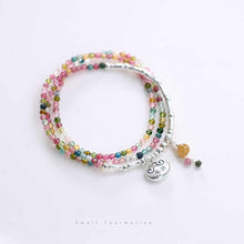 Load image into Gallery viewer, Harmony Loop Bracelet – Rainbow Tourmaline & Sterling Silver Charm for Peace, Luck & Vibrant Energy