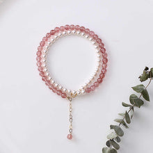 Load image into Gallery viewer, Strawberry Crystal & Pearl Harmony Bracelet – Double Layer for Love & Grace