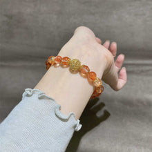 Load image into Gallery viewer, Prosperity Koi Red Rutilated Quartz Bracelet with Golden Sphere