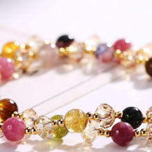 Load image into Gallery viewer, Multicolor Tourmaline Crystal Double Layer Bracelet – Abundance & Balance