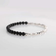 Load image into Gallery viewer, Sterling Silver & Obsidian Contrast Beaded Energy Bracelet