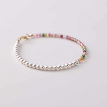 Load image into Gallery viewer, Celestial Grace Bracelet – Rainbow Tourmaline & Pearl for Popularity, Balance, and Joy