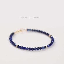 Load image into Gallery viewer, Faceted Natural Lapis Lazuli Crystal Bracelet with Gold Bead Accents – Calming & Protective Energy
