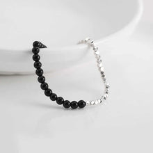 Load image into Gallery viewer, Sterling Silver & Obsidian Contrast Beaded Energy Bracelet