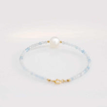 Load image into Gallery viewer, Natural Aquamarine & White Moonstone Silver Bracelet – Serenity & Inner Peace