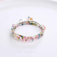 Load image into Gallery viewer, Harmony Loop Bracelet – Rainbow Tourmaline & Sterling Silver Charm for Peace, Luck & Vibrant Energy