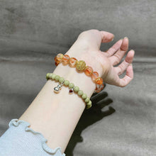 Load image into Gallery viewer, Prosperity Koi Red Rutilated Quartz Bracelet with Golden Sphere