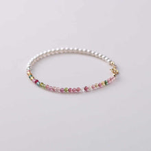 Load image into Gallery viewer, Celestial Grace Bracelet – Rainbow Tourmaline & Pearl for Popularity, Balance, and Joy