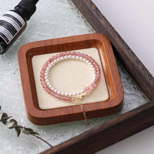 Load image into Gallery viewer, Strawberry Crystal & Pearl Harmony Bracelet – Double Layer for Love & Grace