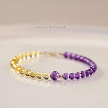 Load image into Gallery viewer, Golden Citrine & Amethyst Energy Balance Crystal Bracelet