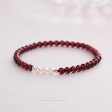 Load image into Gallery viewer, Crimson Heart Bracelet – Garnet & Pearl for Passion, Confidence & Romantic Attraction
