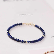 Load image into Gallery viewer, Faceted Natural Lapis Lazuli Crystal Bracelet with Gold Bead Accents – Calming & Protective Energy