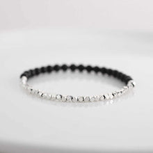 Load image into Gallery viewer, Sterling Silver & Obsidian Contrast Beaded Energy Bracelet