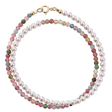 Load image into Gallery viewer, Double Strand Small Tourmaline and Pearl Harmony Bracelet