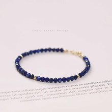 Load image into Gallery viewer, Faceted Natural Lapis Lazuli Crystal Bracelet with Gold Bead Accents – Calming & Protective Energy