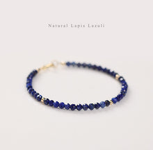 Load image into Gallery viewer, Faceted Natural Lapis Lazuli Crystal Bracelet with Gold Bead Accents – Calming & Protective Energy