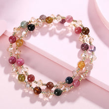 Load image into Gallery viewer, Multicolor Tourmaline Crystal Double Layer Bracelet – Abundance & Balance