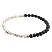 Load image into Gallery viewer, Sterling Silver & Obsidian Contrast Beaded Energy Bracelet