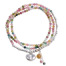 Load image into Gallery viewer, Harmony Loop Bracelet – Rainbow Tourmaline & Sterling Silver Charm for Peace, Luck & Vibrant Energy