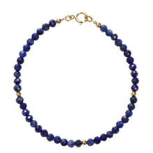 Load image into Gallery viewer, Faceted Natural Lapis Lazuli Crystal Bracelet with Gold Bead Accents – Calming & Protective Energy