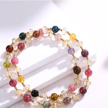 Load image into Gallery viewer, Multicolor Tourmaline Crystal Double Layer Bracelet – Abundance & Balance