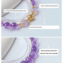 Load image into Gallery viewer, Lavender Amethyst Harmony Bracelet with Golden Lotus Beads