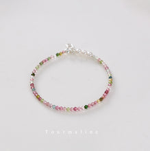 Load image into Gallery viewer, Rainbow Tourmaline & Freshwater Pearl Bracelet with 925 Silver Char
