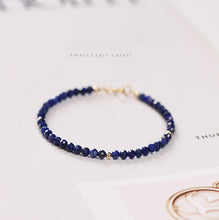 Load image into Gallery viewer, Faceted Natural Lapis Lazuli Crystal Bracelet with Gold Bead Accents – Calming & Protective Energy