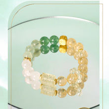 Load image into Gallery viewer, Five Elements Harmony Fortune Bracelet – Citrine, White Phantom Quartz, Grape Agate, Green Rutilated Quartz
