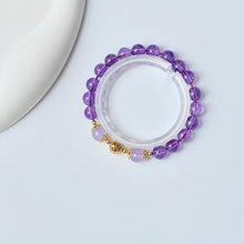 Load image into Gallery viewer, Lavender Amethyst Harmony Bracelet with Golden Lotus Beads