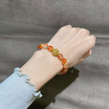 Load image into Gallery viewer, Prosperity Koi Red Rutilated Quartz Bracelet with Golden Sphere