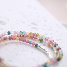 Load image into Gallery viewer, Harmony Loop Bracelet – Rainbow Tourmaline & Sterling Silver Charm for Peace, Luck & Vibrant Energy