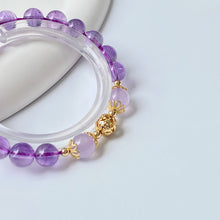 Load image into Gallery viewer, Lavender Amethyst Harmony Bracelet with Golden Lotus Beads