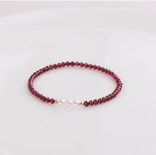 Load image into Gallery viewer, Crimson Heart Bracelet – Garnet & Pearl for Passion, Confidence & Romantic Attraction