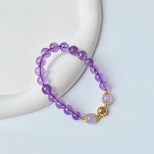 Load image into Gallery viewer, Lavender Amethyst Harmony Bracelet with Golden Lotus Beads