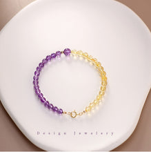 Load image into Gallery viewer, Golden Citrine & Amethyst Energy Balance Crystal Bracelet