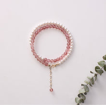Load image into Gallery viewer, Strawberry Crystal & Pearl Harmony Bracelet – Double Layer for Love & Grace