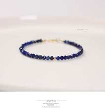 Load image into Gallery viewer, Faceted Natural Lapis Lazuli Crystal Bracelet with Gold Bead Accents – Calming & Protective Energy