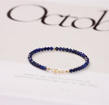 Load image into Gallery viewer, Faceted Natural Lapis Lazuli Crystal Bracelet with Gold Bead Accents – Calming & Protective Energy