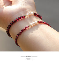 Load image into Gallery viewer, Crimson Heart Bracelet – Garnet & Pearl for Passion, Confidence & Romantic Attraction