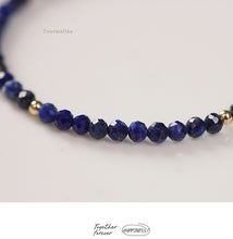 Load image into Gallery viewer, Faceted Natural Lapis Lazuli Crystal Bracelet with Gold Bead Accents – Calming & Protective Energy