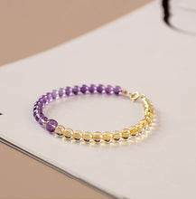 Load image into Gallery viewer, Golden Citrine & Amethyst Energy Balance Crystal Bracelet