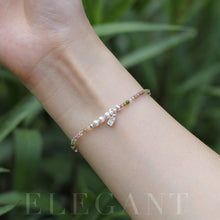 Load image into Gallery viewer, Rainbow Tourmaline & Freshwater Pearl Bracelet with 925 Silver Char