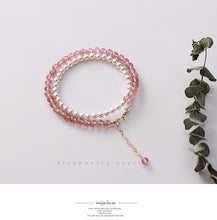 Load image into Gallery viewer, Strawberry Crystal & Pearl Harmony Bracelet – Double Layer for Love & Grace
