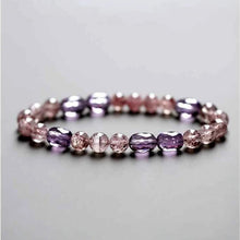 Load image into Gallery viewer, Starlit Shield Bracelet – Amethyst & Strawberry Quartz for Calm, Clarity & Protection