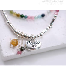 Load image into Gallery viewer, Harmony Loop Bracelet – Rainbow Tourmaline & Sterling Silver Charm for Peace, Luck & Vibrant Energy