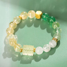Load image into Gallery viewer, Five Elements Harmony Fortune Bracelet – Citrine, White Phantom Quartz, Grape Agate, Green Rutilated Quartz