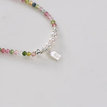 Load image into Gallery viewer, Rainbow Tourmaline & Freshwater Pearl Bracelet with 925 Silver Char